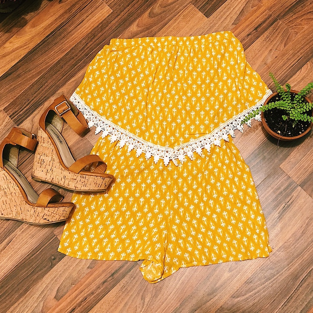 Yellow print romper